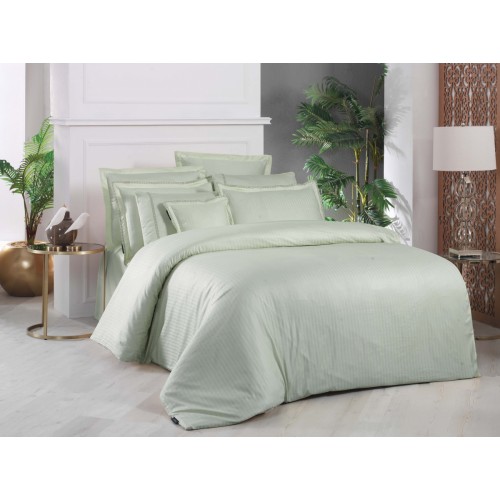 Постельное белье "Sarev" Sport&Chic (260tc) cатин евро JACQUARD STRIPE v8/Yesil