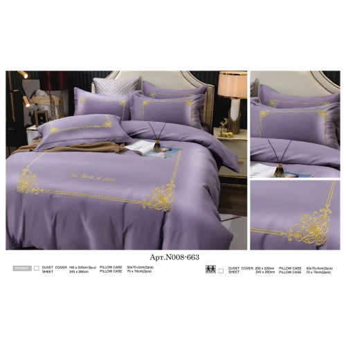 Постельное белье "Карвен" (сатин с вышивкой) евро (663)(6пр.) (Акция)