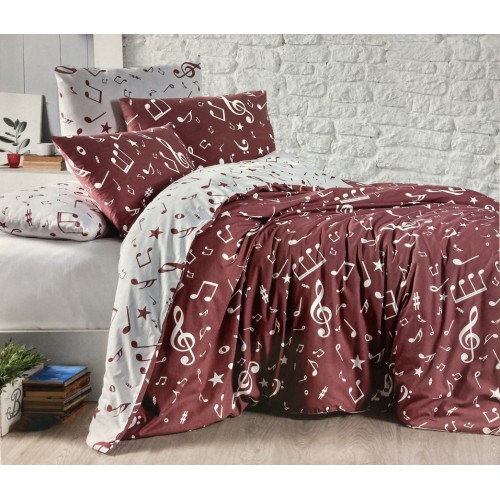 Постельное белье "Карвен" ранфорс евро (Major Dark Red)