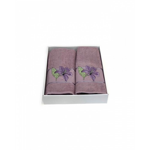 Набор полотенец Карвен "ZAMBAK" махра 50*90/70*140 HS 1626 v7 сиреневый