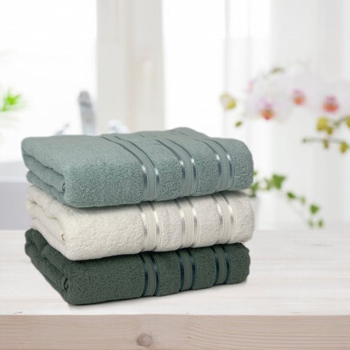 Набор полотенец Карвен Micro Deluх 70*140 3шт. махра HS 1011 v7 krem/mint/k.yesil