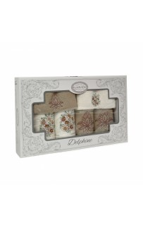 Набор полотенец в коробке Карвен "HENNA" махра 30*50(2)/ 50*90(2)/70*140(2) HS1718 бежевый