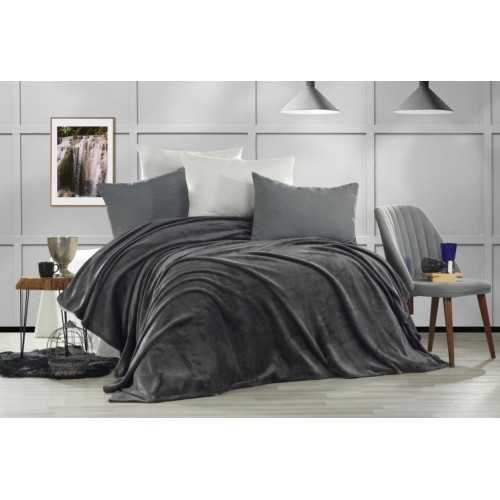 Плед KARVEN Super Soft "VIGAN" 200*220 п/э евро Р 942 антрацит (Акция).