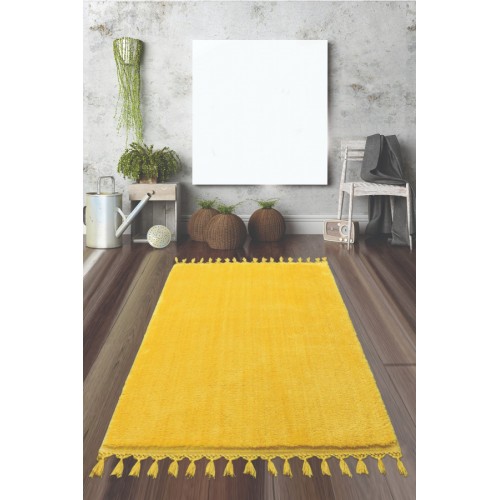 Ковер Карвен POST DOKUMA SACAKLI/мех с бахрамой 80*120 KV 027 hardal/горчичный
