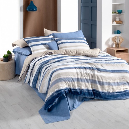 Постельное белье Sarev Mood Comfort муслин евро N354 MUNDO v1/Mavi