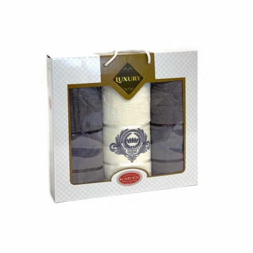 Набор полотенец Карвен " TAG" махра 50*90(2)/70*140 HS 1690 v5 крем/индиго