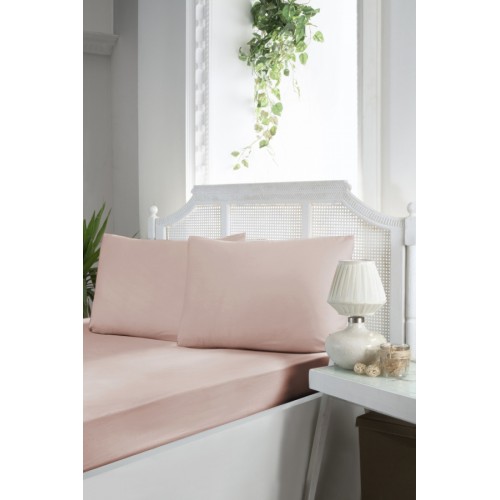 Простынь Карвен на резинке+наволочки 100*200 +33см/ 50*70(1) ранфорс Р 902 v9 powder/пудровый (Акция)