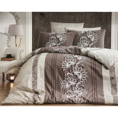 Постельное белье "Карвен" ранфорс евро (Nell Brown)