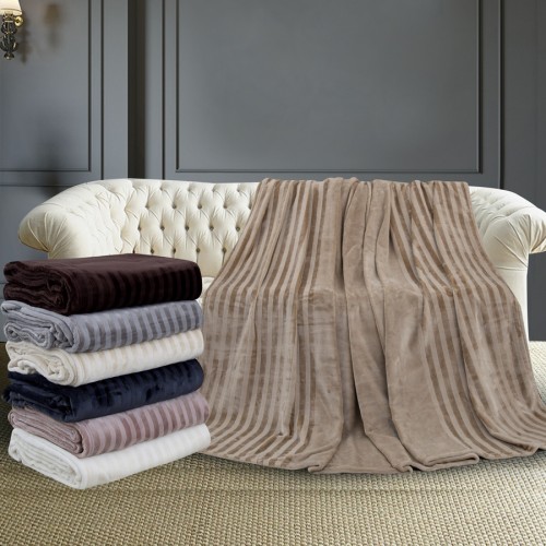 Плед Karven фланель евро PL 006 SOLID JACQAURD v6/Cream.