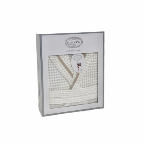 Халат Карвен вафельный унисекс B1113 v1 beyaz/кремовый