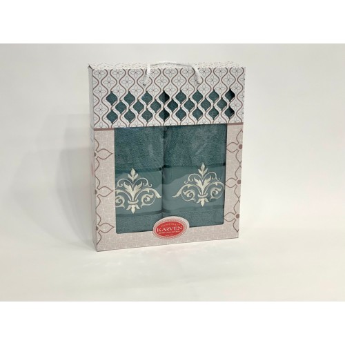 Набор полотенец Карвен "DAMAKS" махра 50*90/70*140 HS 1654 v12 изумруд
