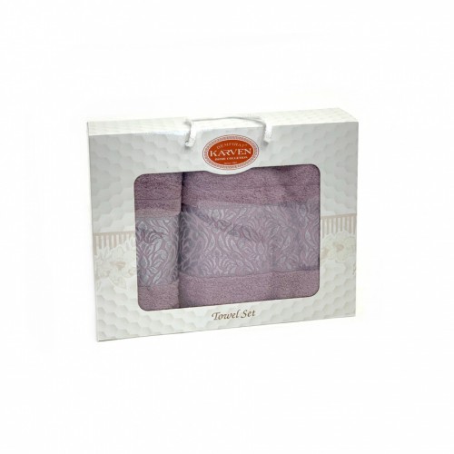 Набор полотенец Карвен "PINK DAMAKS" махра 50*90/70*140 HS 1697 v4 св.лиловый(акция)