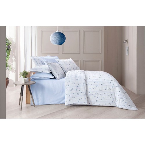 Постельное белье "Sarev"ранфорс евро "MONTI" v3/голубой