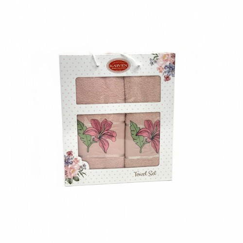 Набор полотенец Карвен "ZAMBAK" махра 50*90/70*140 HS 1626 v10 св. пудра