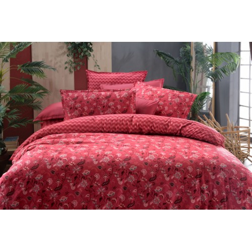Постельное белье "Sarev" евро поплин DAHLIA FANCY v1/kirmizi