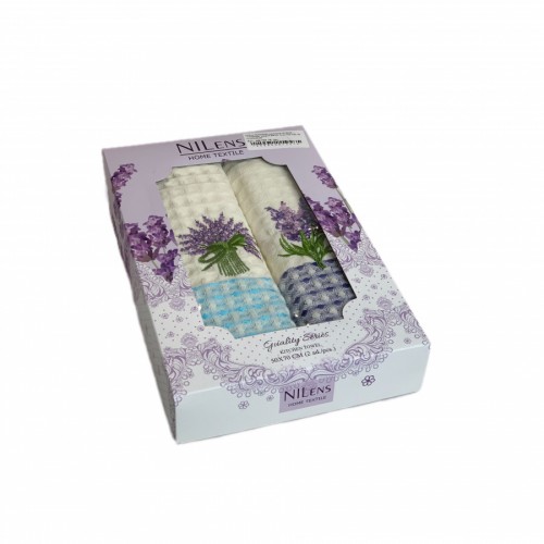 Набор полотенец кухонный NILENS "ЛАВАНДА" вафля 50*70 2 шт.НМ 750 v9 голуб/синий