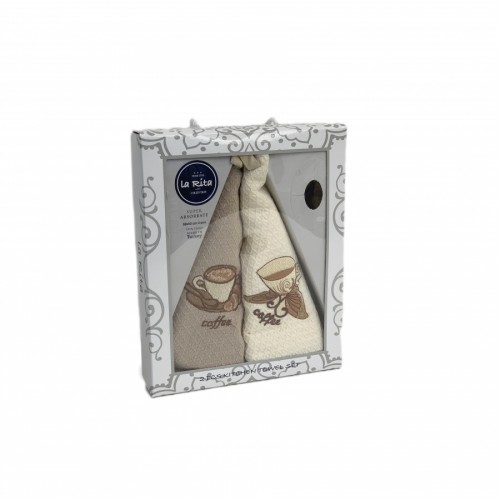 Набор полотенец кухонный LA RITA "КОФЕ"круглые вафля 50*50 2 шт.НМ 755 v1беж/крем