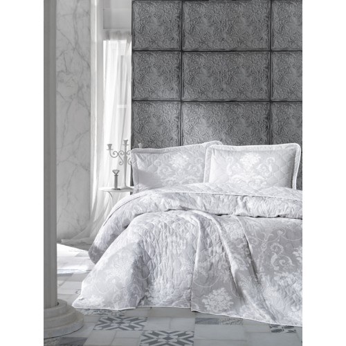 Комплект KARVEN (покрывало стеганное с принтом) хлопок 1.5сп 2 пр (180*240 / 50*70) Y 923 ALONE v1 Gri (Акция)