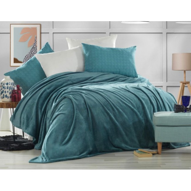 Плед KARVEN Super Soft "VIGAN" 160*220 п/э 1.5 спальный Р 941морская волна (Акция)
