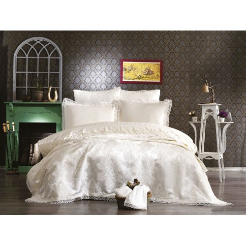 Комплект ZEBRA "POEM" (покрывало+постельное белье) с гипюром евро Y 736