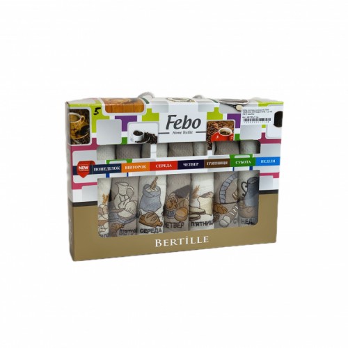 Набор полотенец кухонный NILTEKS "НЕДЕЛЬКА ХЛЕБ"вафля 40*60 7 шт.НМ 765 v7 крем/беж