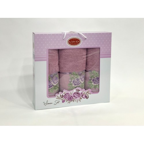 Набор полотенец Карвен "PANO" махра 50*90(2)/70*140 HS 1663 v4 т.лиловый