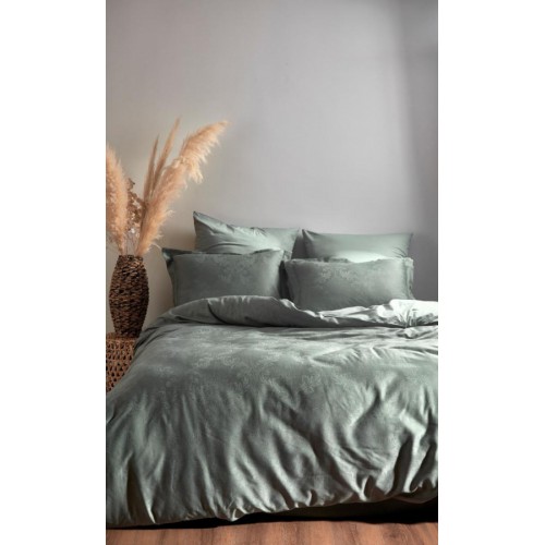 Постельное белье Karven жаккард евро Hoten Natural Green