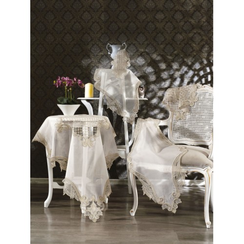Скатерть ZEBRA "ORNELLA" 80*180 (5пр) с гипюром М 707