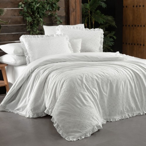 Постельное белье Sarev Mood Comfort хлопок с вышивкой евро N339 GIRONA v1/Beyaz