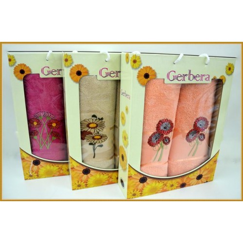 Набор полотенец Карвен "GERBERA" махра 50*90/70*140 HS 1414 (Акция)