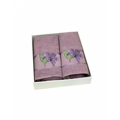 Набор полотенец Карвен "ZAMBAK" махра 50*90/70*140 HS 1626 v9 св/лиловый