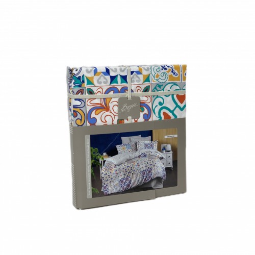 Постельное белье "Sarev Bazaar" ранфорс в пвх евро STONE v2 Mavi (Акция)