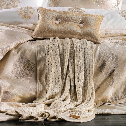 Плед ZEBRA CASA "SHINE" вязанный евро бежевый