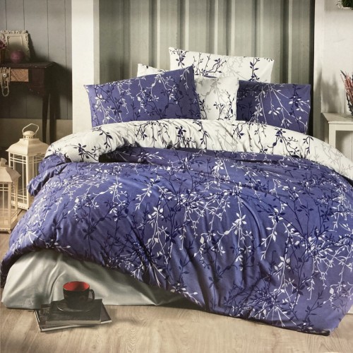 Постельное белье "Карвен" ранфорс евро (Zena Navy Blue)