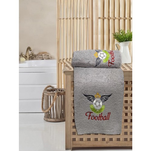 Набор полотенец KARVEN "Футбол" махра 50*90/70*140 HS1502 (V-1) серый