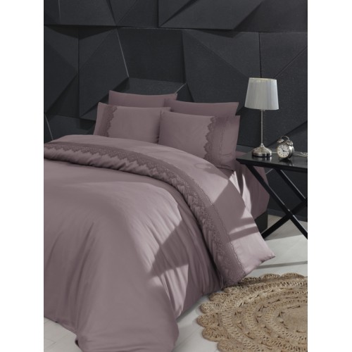 Постельное белье "Карвен" (жаккард с кружевами) евро Marta Lilac