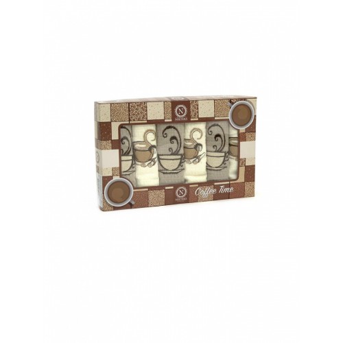 Набор полотенец кухонный "NIL" АРОМА КОФЕ вафля 45х70-6шт. НМ708V1 крем/беж