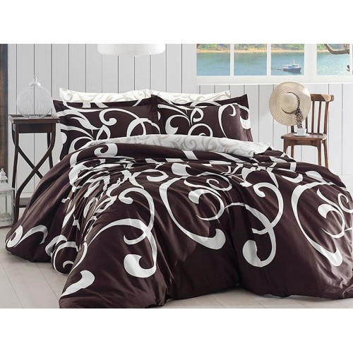 Постельное белье "Карвен" сатин евро (Ruya Kahve)