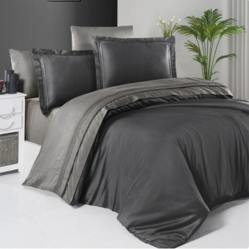 Постельное белье (Сатин де люкс) евро (Serenity Anthracite/smoke)