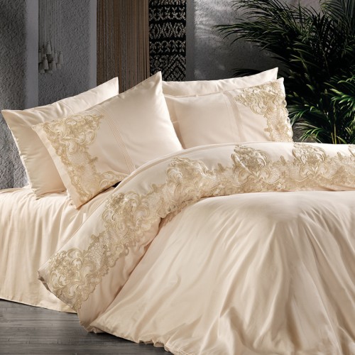 Постельное белье Zebra casa сатин с кружевом евро N169 EVORIUM capp