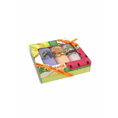 Набор полотенец кухонный NILTEKS "Фрукты" вафля 40*60-3 шт. НМ 577 V-1 сиреневый