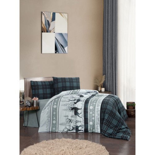 Постельное белье Карвен фланель семейный N245 HAPPINESS Green