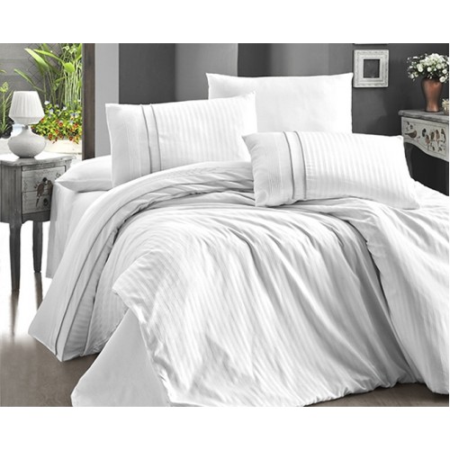 Постельное белье (Сатин де люкс) евро (Stripe Style Beyaz)