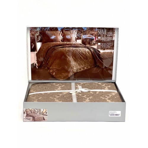 Покрывало " VENUS" c наволочками евро Y 861 kahve/кофейный