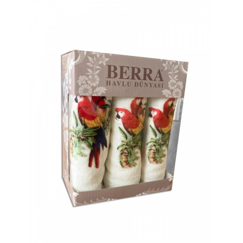 Набор полотенец кухонный "ВЕСНА-ПОПУГАЙ" 3D махра 30*50 3шт. НМ 523(V-2)-9 белый