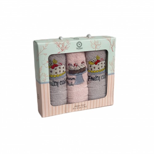 Набор полотенец кухонный NILTEKS "АССОРТИ" махра 30*50 3 шт.НМ 744 v16