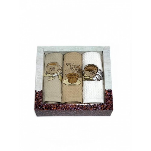 Набор полотенец кухонный NILTEKS "Латте" вафля 40*60-3 шт. НМ 577 V-25 белый