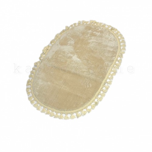 Ковер Карвен POST DOKUMA OVAL SACAKLI/мех с бахрамой 80*120 KV 028 vizon/св.бежевый