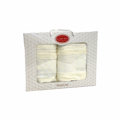 Набор полотенец Карвен "PIRAMIT" махра 50*90/70*140 HS 1666 v1 кремовый