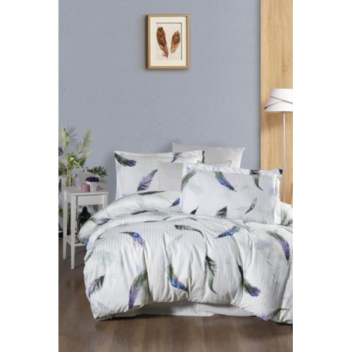 Постельное белье Карвен Stripe Satin с цветным принтом 1.5 спальное N249 -SB011(4пр.) (Акция)